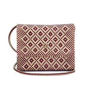 NEW LOLA'S BAG women's handmade aztec long braided strap crossbody bag in burgun